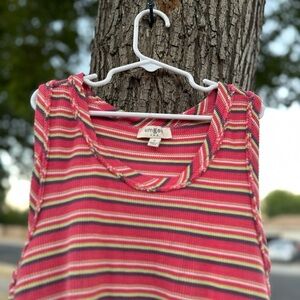 Umgee Women's Vibrant Striped Tank Top - Red and Yellow